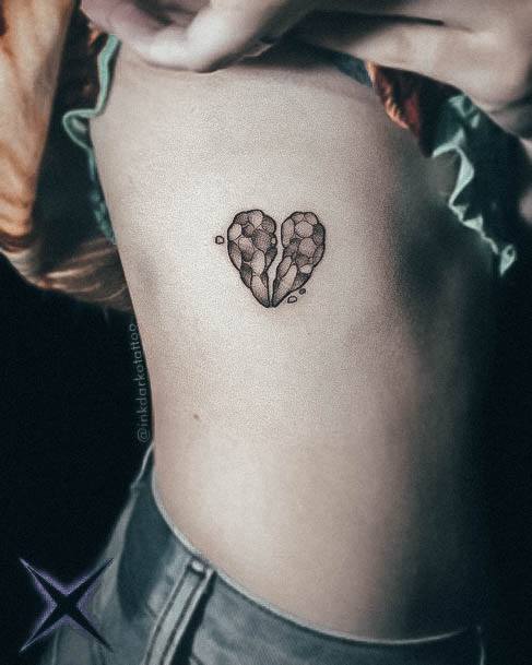 Charming Tattoos For Women Rib Cage Side Of Body Broken Heart