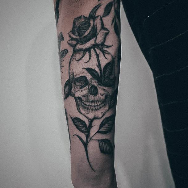 Charming Tattoos For Women Skull And Rose