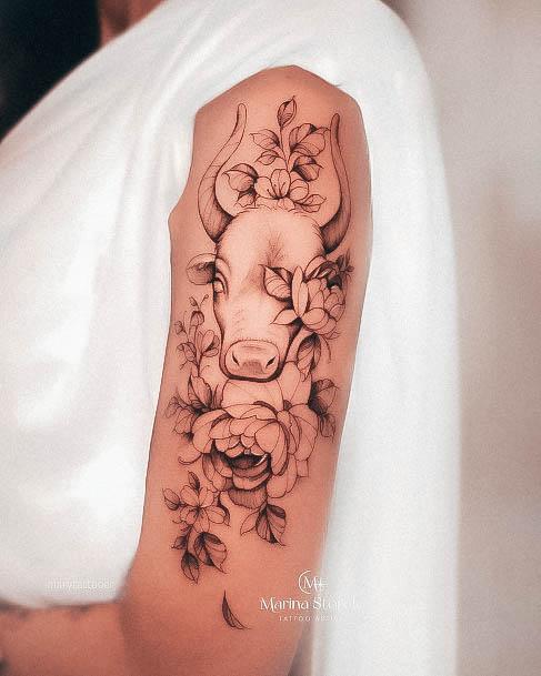 Charming Tattoos For Women Taurus