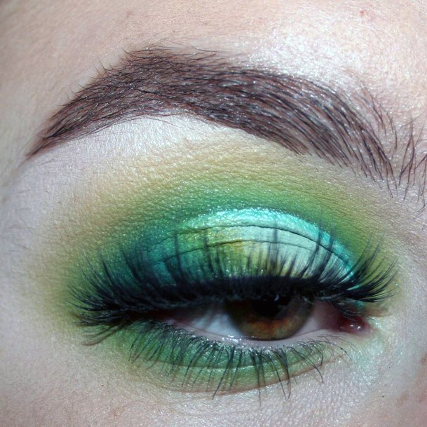 Chartreuse Peacock Blue And Green Eyeshadow Women