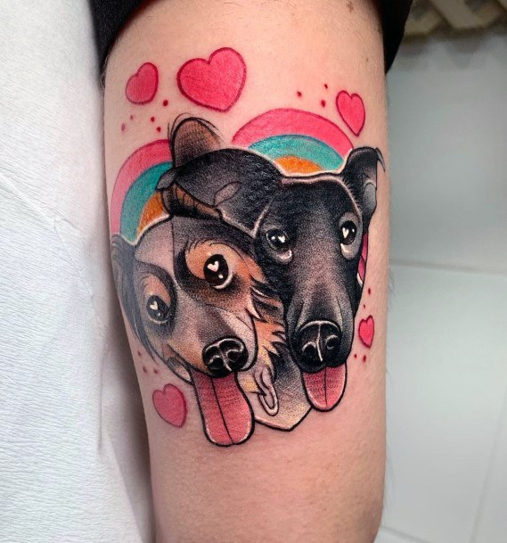 Cheerful Black Dogs Love Tattoo For Women