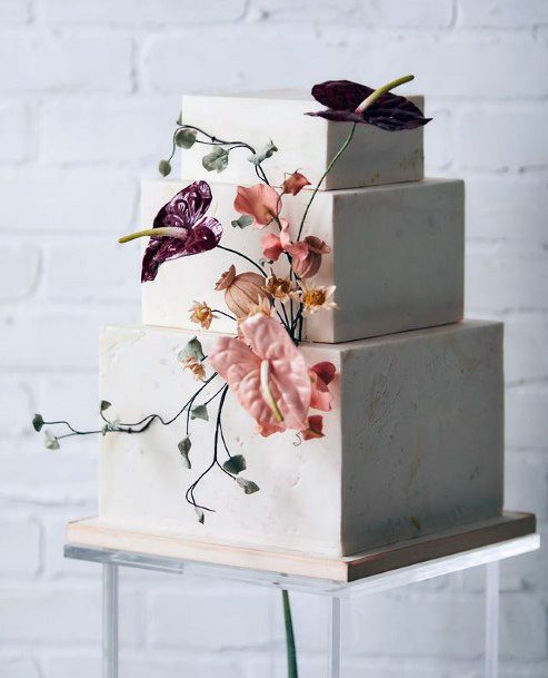 Cheerful Square Wedding Cake