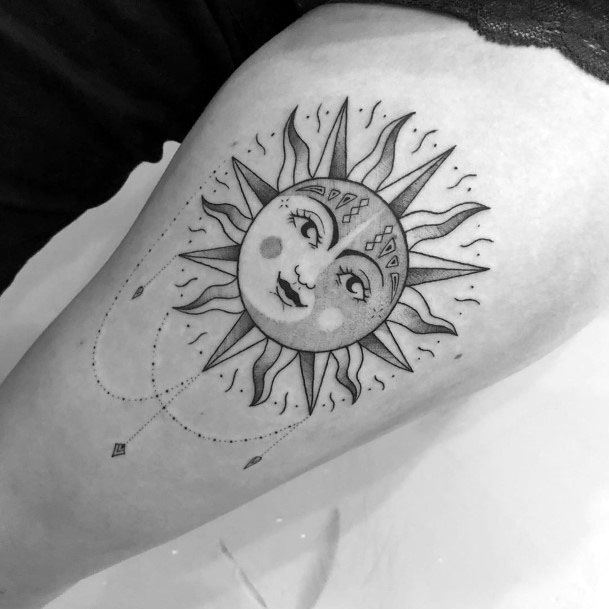 Cheerful Sun Tattoo For Women