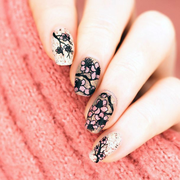 Cherry Blossom Sakura Nails Feminine Ideas