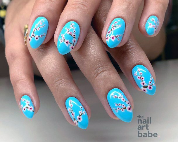 Cherry Blossom Sakura Nails For Girls