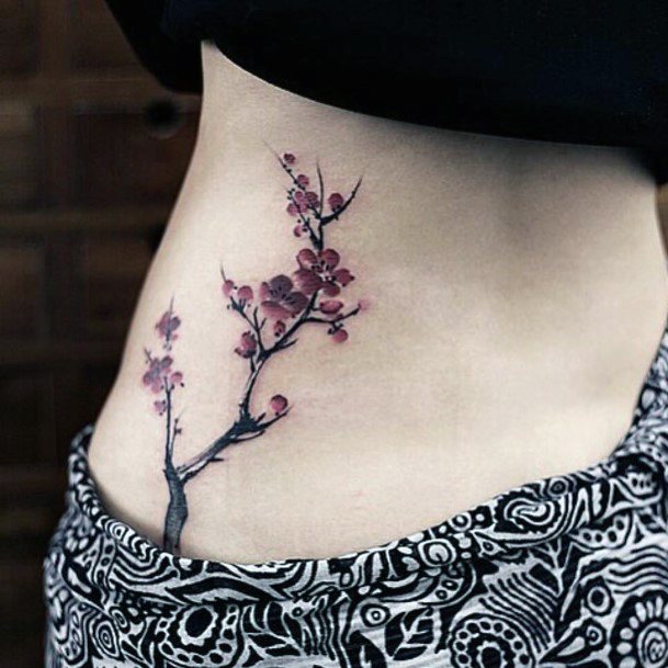 Cherry Blossom Tree Tattoo Womens Torso