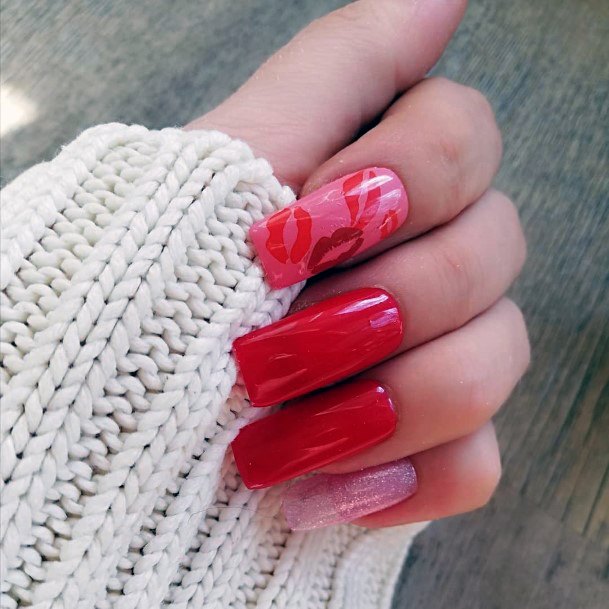 Cherry Red Square Nail Women