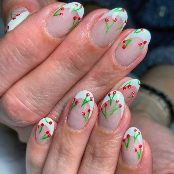 Cherry With Stalk Art On Nails Women