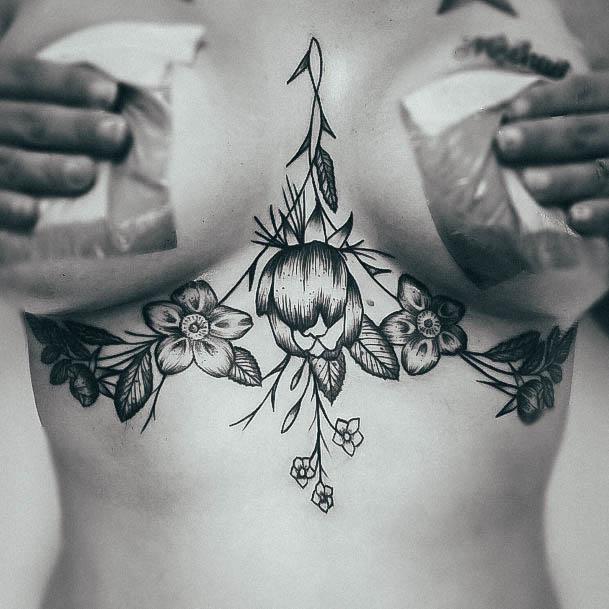 Chest Sternum Tattoos For Girls Floral