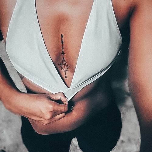 Chest Womens Sternum Tattoo Body Art Geometric