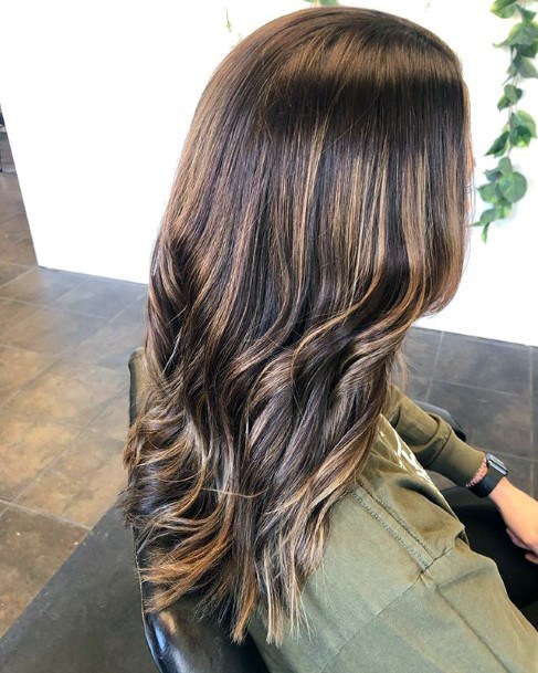 Chestnut Brown Wavy Balayagne Hairstyle