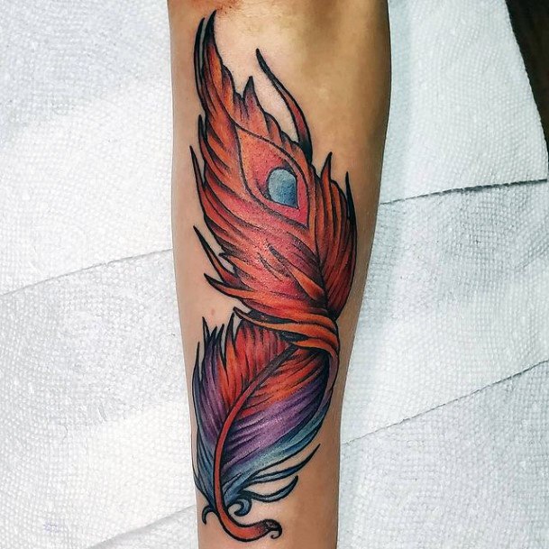 Chestnut Toned Feather Tattoo Women