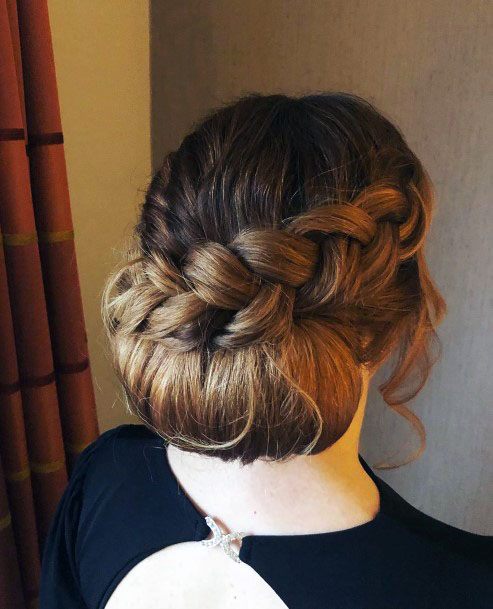 Chignon W Dutch Braid Hairstyle Women