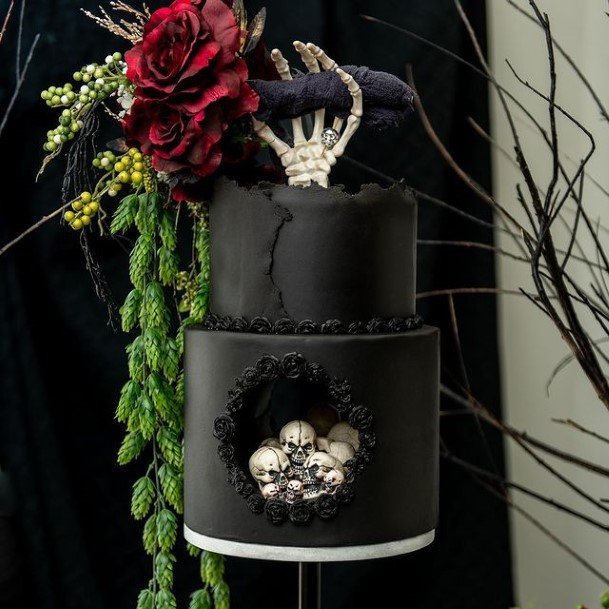 Chilling Black Halloween Wedding Cakes