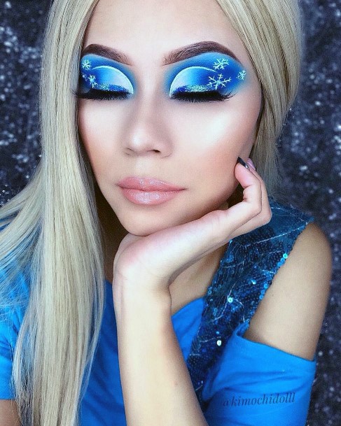 Chilly Frozen Winter Snow Flake Blue Eyeshadow Women