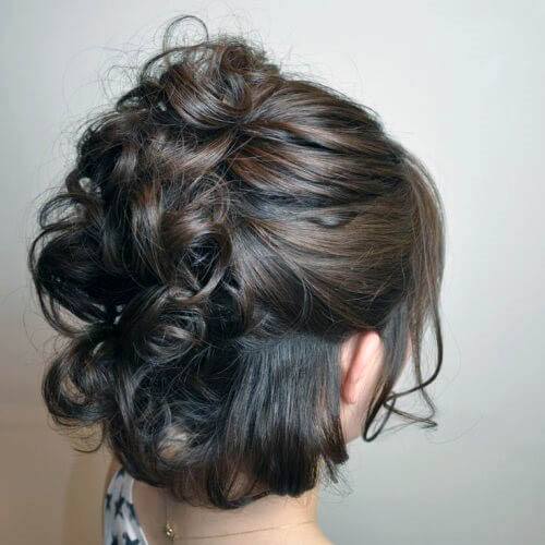 Chin Length Dark Brown Womens Wedding Hair Ideas With Cute Curls