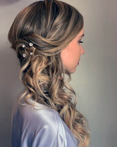 Chin Length Grey Hair With Side Part And Pearl Barrette