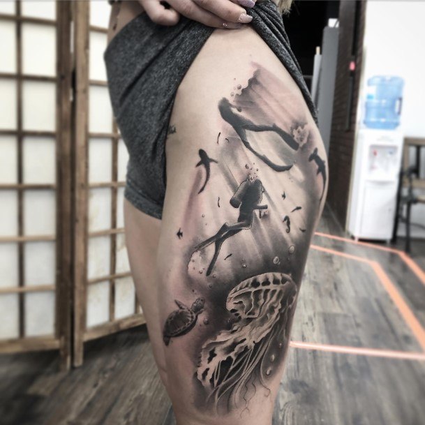 Custom Scuba Diver Tattoo by Marvin Silva TattooNOW