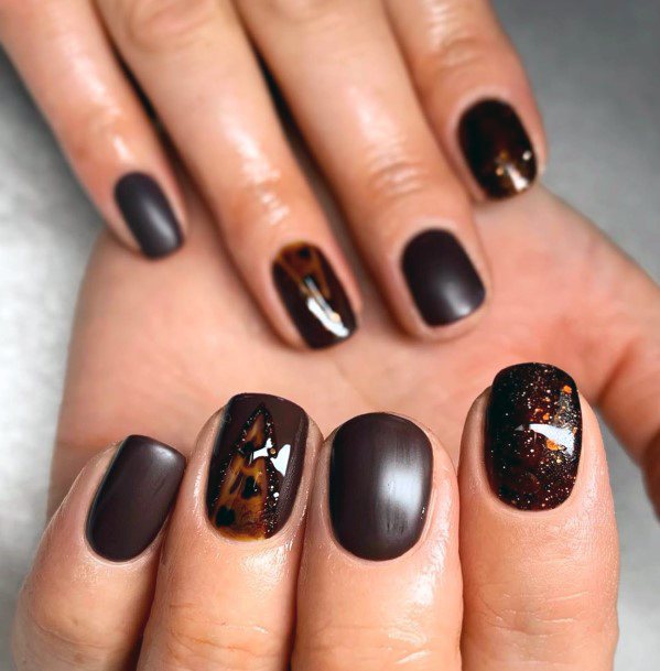 Chocolate Brown Art On Nails For Women