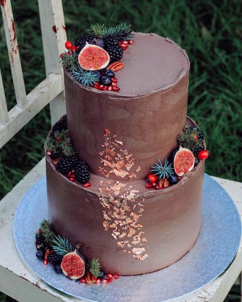 Chocolate Brown Fall Wedding Womens Cake