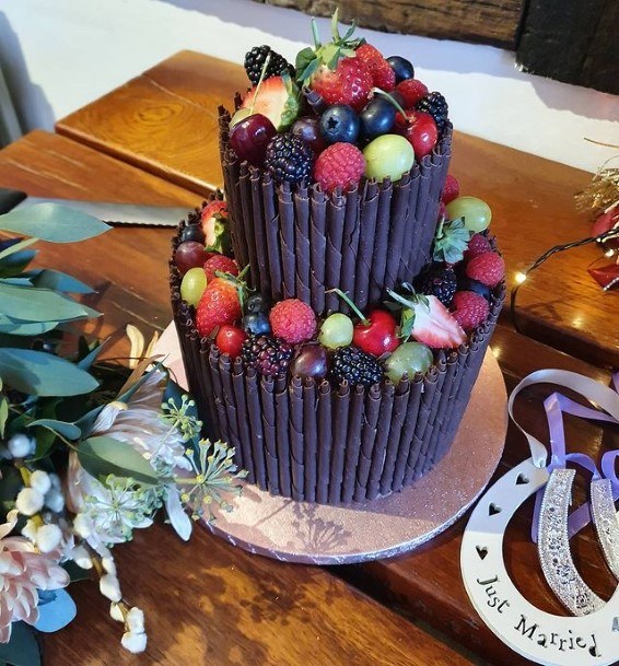 Chocolate Stick And Fruits Cake Wedding