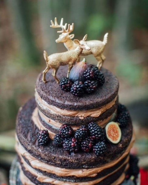 Chocolate Wedding Cake With Deer Art