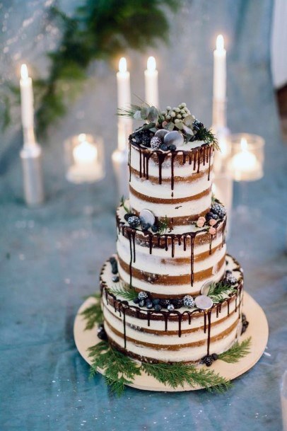 Cholocate Melts On Rustic Wedding Cake