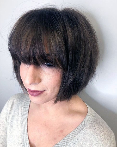 Choppy Bob With Full On Bangs Hairstyle Women