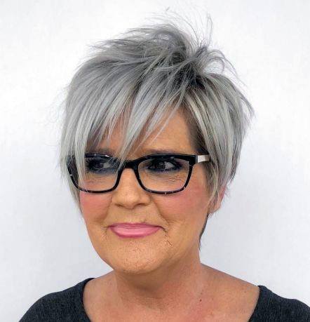 Choppy Silver Bob Hairstyles For 50 Year Old Woman With Thick Hair