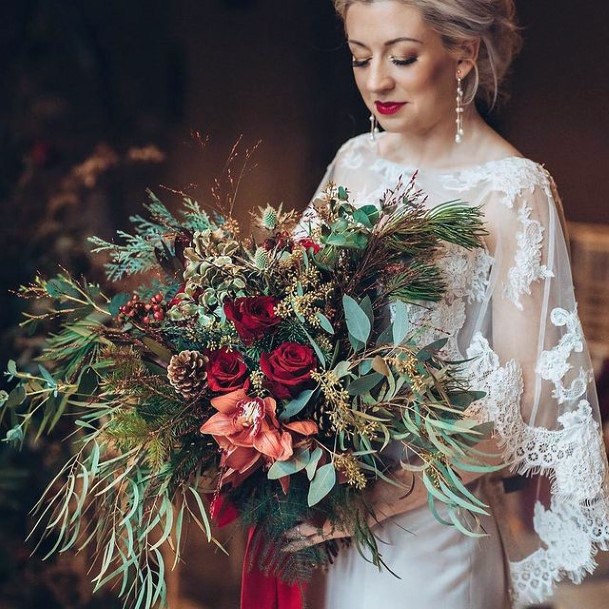 Christmas Overflowing Wedding Flowers