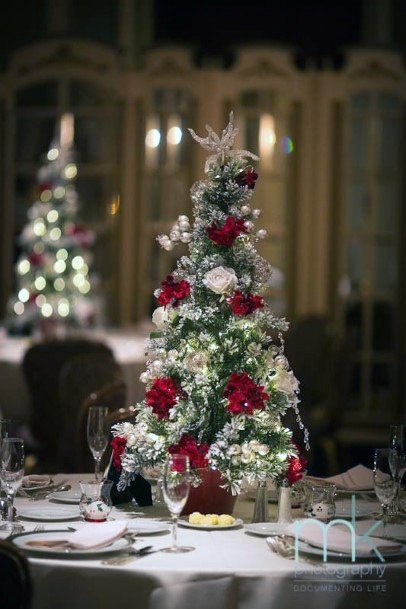 Christmas Tree Table Center Piece Inspiration For Winter Wedding Ideas