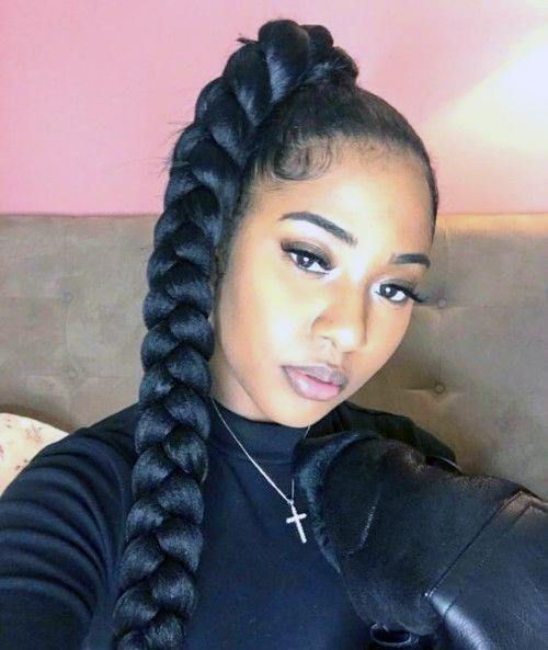 Chunky Braided Ponytail Hairstyle For Black Women