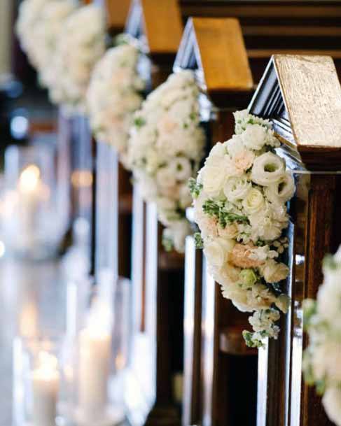 Church Wedding White Roses Decorations