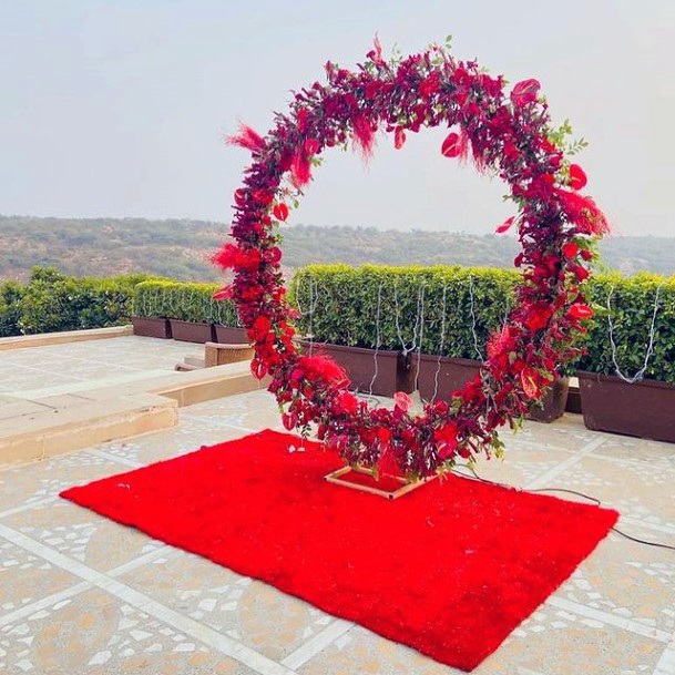 Circular Art Red Indian Wedding Flowers