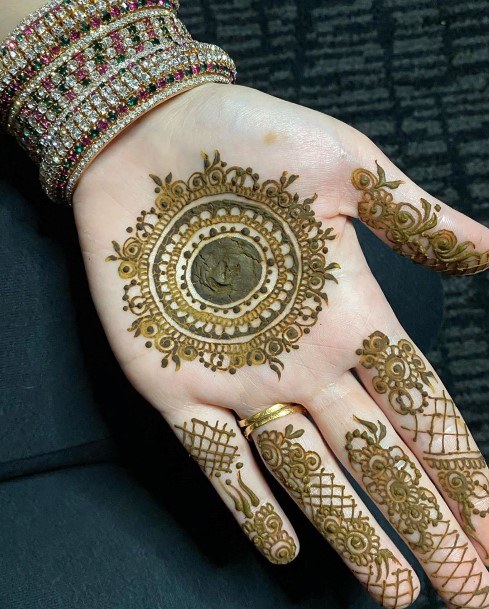 Circular Pattern Henna Tattoo Womens Hands