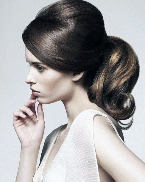 Classic Bouffant Style With Slick Pull Back And Ponytail