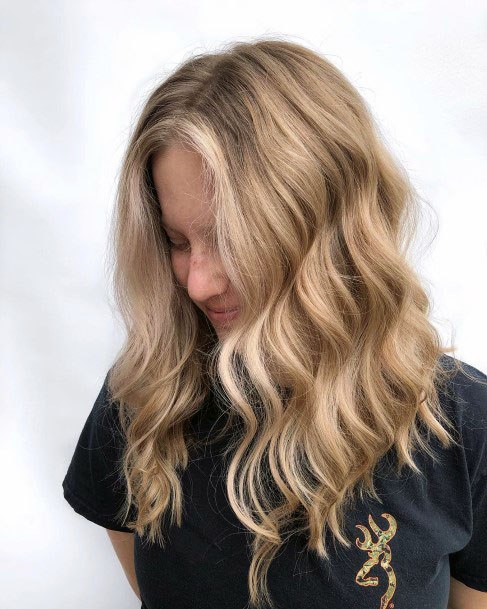 Classic Brown Rooted Shiny Blonde Ombre Womens Hairstyle Idea