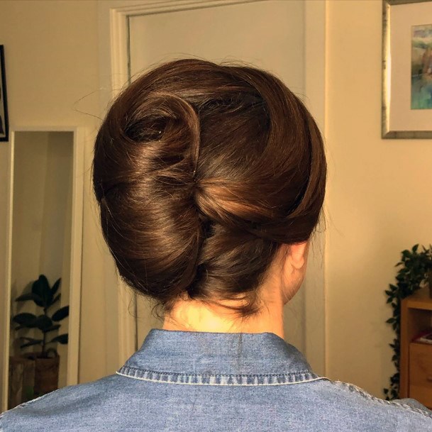 Classic Brunette French Twist With A Round The Head Twist For Women And Girls