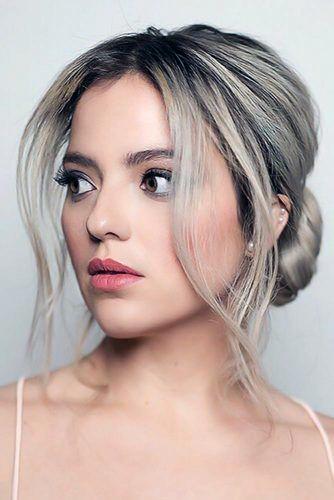 Classic Female Low Back Autumn Hairstyles Bun With Front Tendrils Updo