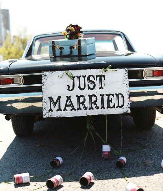 Classic Just Married Wedding Car Decorations