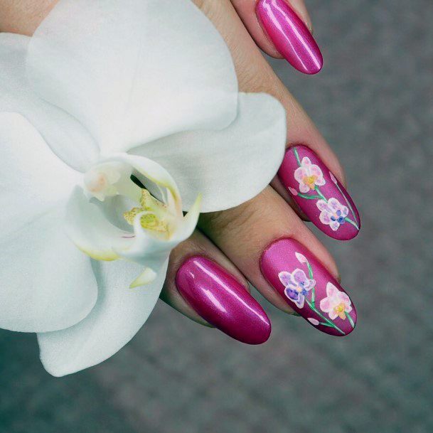 Classic Pink Orchid Nails