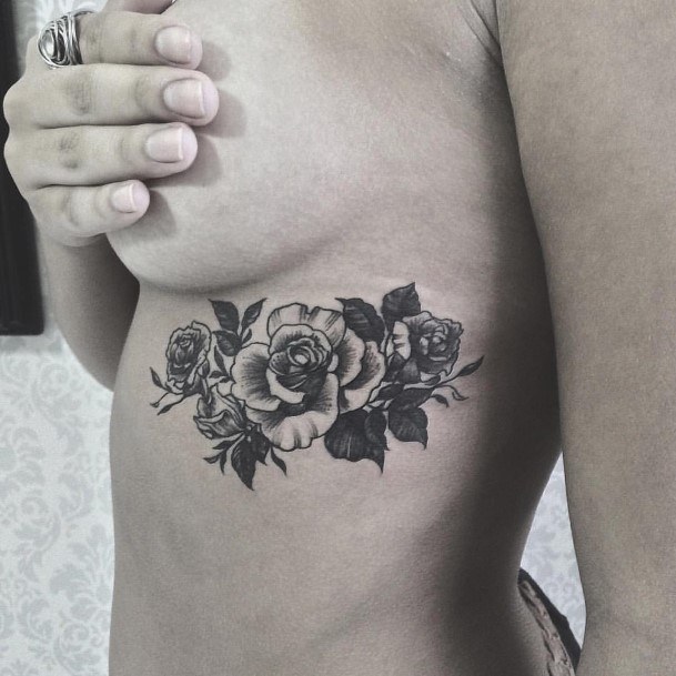 Classy Black Flower Tattoo Womens Torso