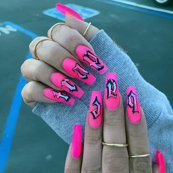 Classy Hot Pink Long Nails For Women