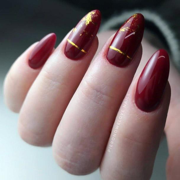 Classy Red Gold Nails Women