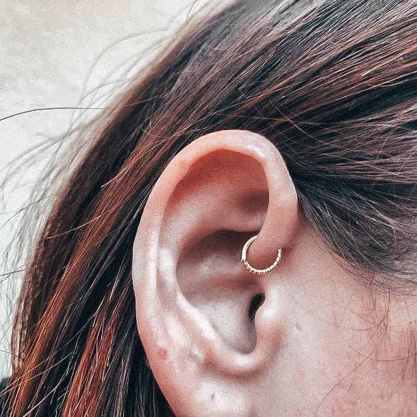 Classy Simple Tragus Gold Hoop Cartilage Ear Piercing Ideas For Girls