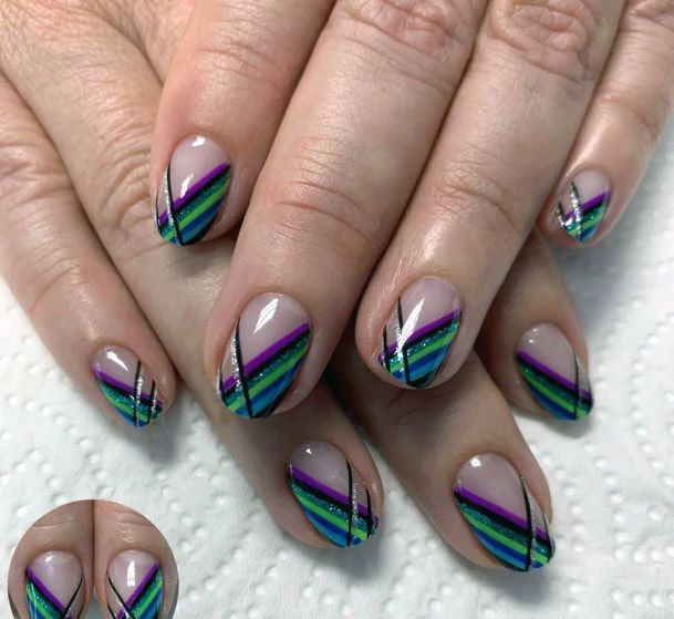 Classy Striped Birthday Nail Designs