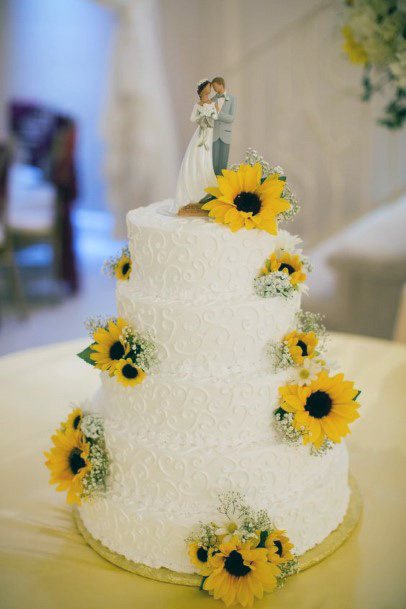 Classy Sunflower Wedding Cakes Women