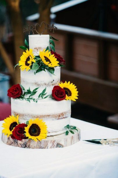 Classy Wedding Womens Cake Sunflowers