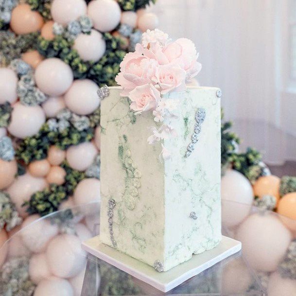 Classy White Square Wedding Cake