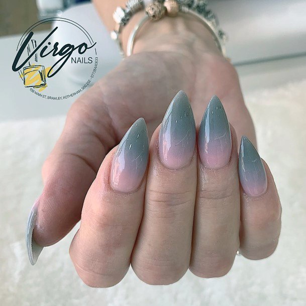 Clawed Ends Grey Ombre Nails